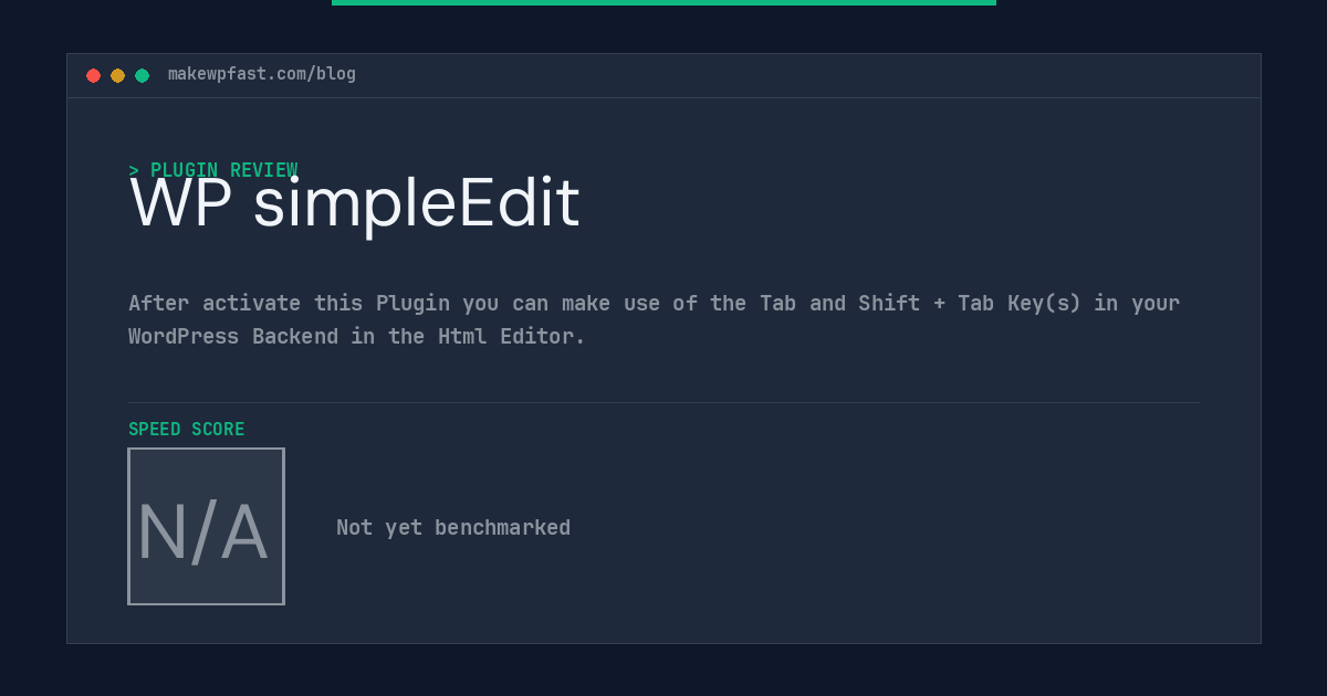 WP simpleEdit - MakeWPFast