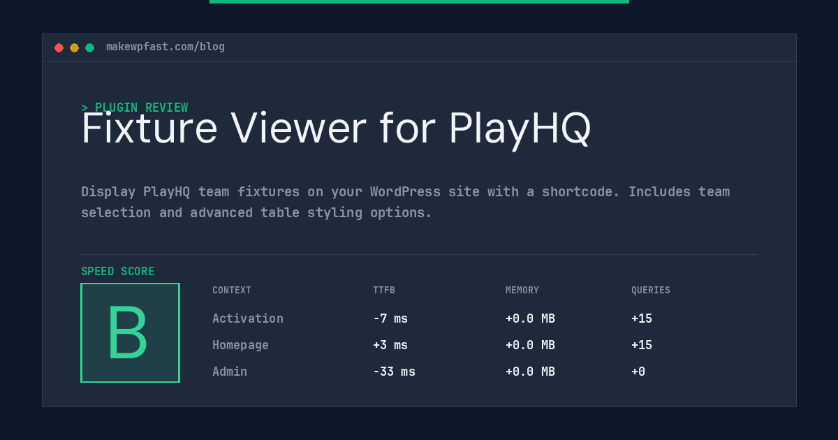 Fixture Viewer for PlayHQ - MakeWPFast