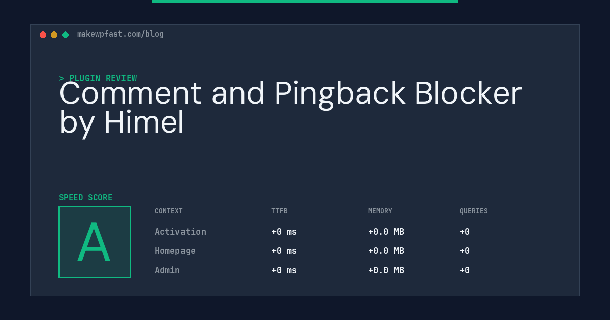 Comment and Pingback Blocker by Himel - MakeWPFast