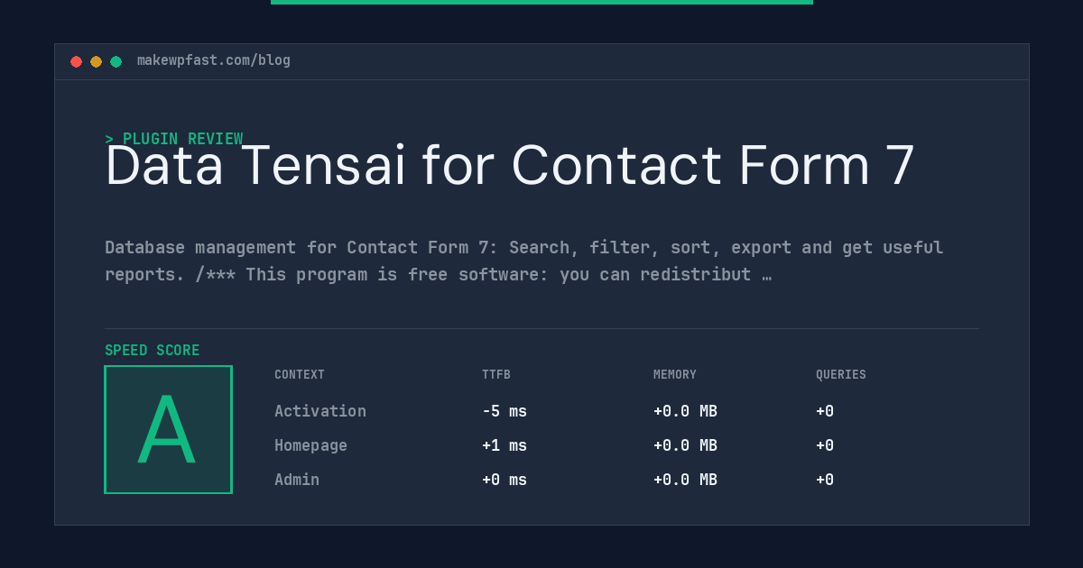 Data Tensai for Contact Form 7 - MakeWPFast