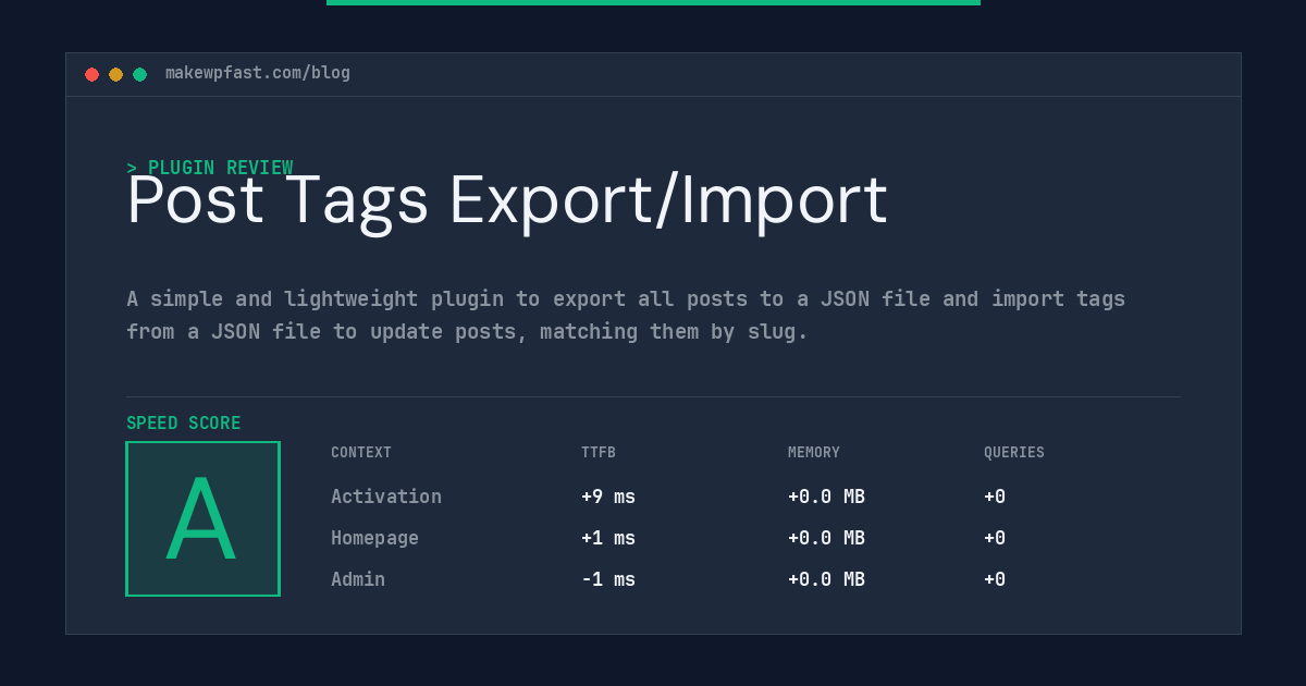 Post Tags Export/Import - MakeWPFast