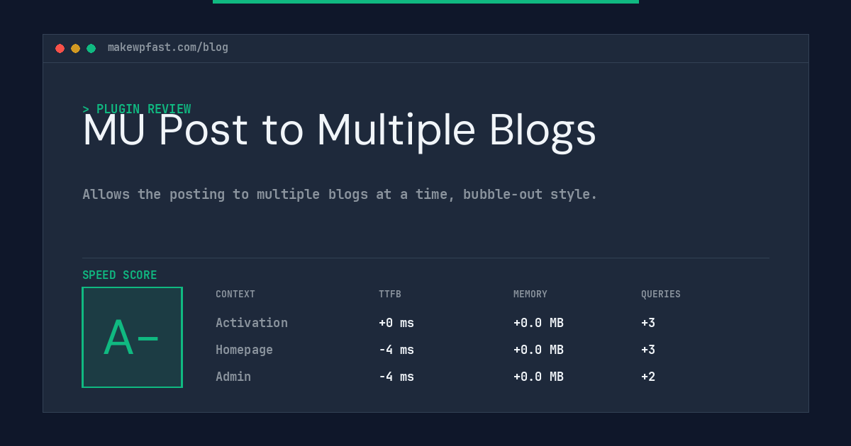 MU Post to Multiple Blogs - MakeWPFast