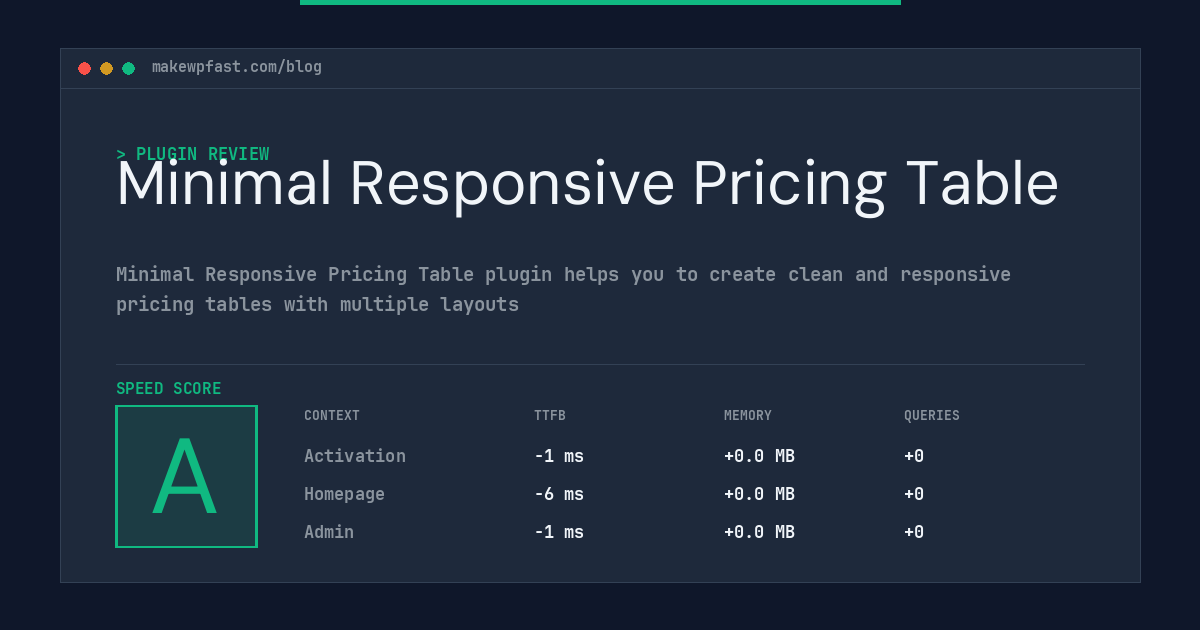 Minimal Responsive Pricing Table - MakeWPFast