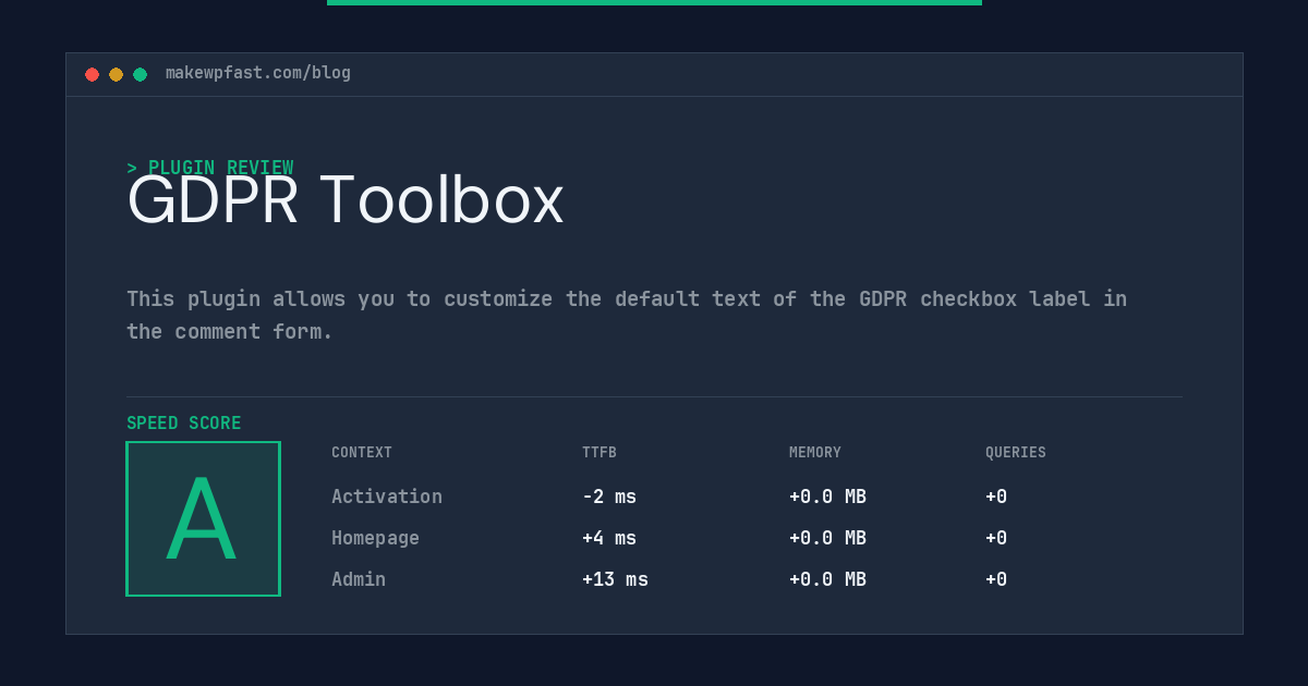 GDPR Toolbox - MakeWPFast