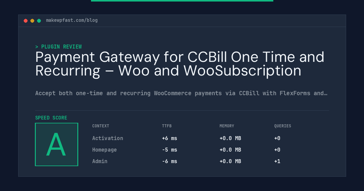 Payment Gateway for CCBill One Time and Recurring – Woo and WooSubscription - MakeWPFast