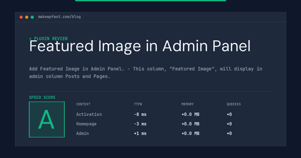 Featured Image in Admin Panel - MakeWPFast