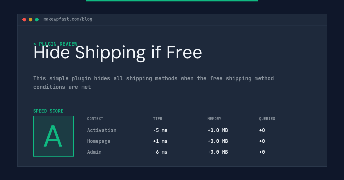 Hide Shipping if Free - MakeWPFast