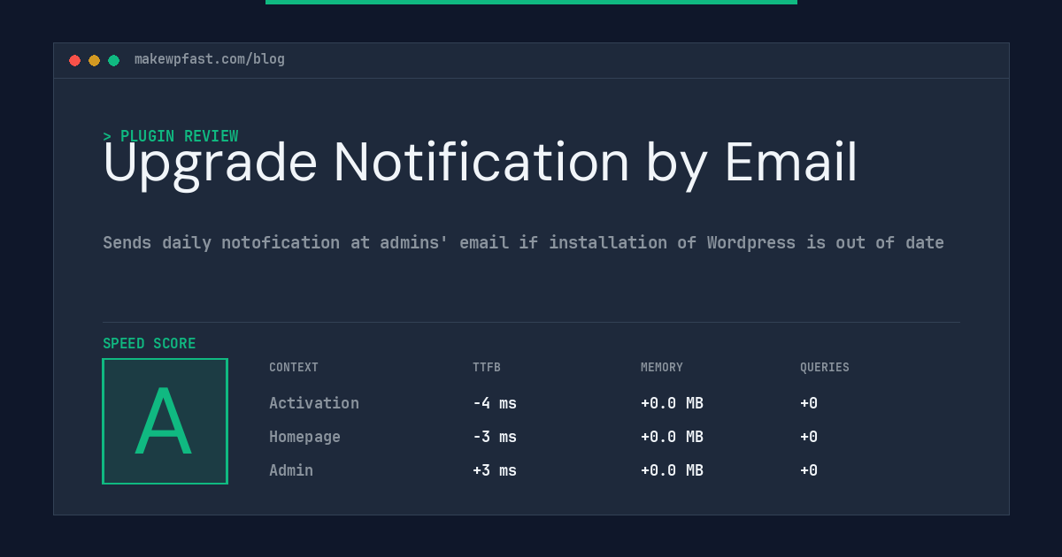 Upgrade Notification by Email - MakeWPFast