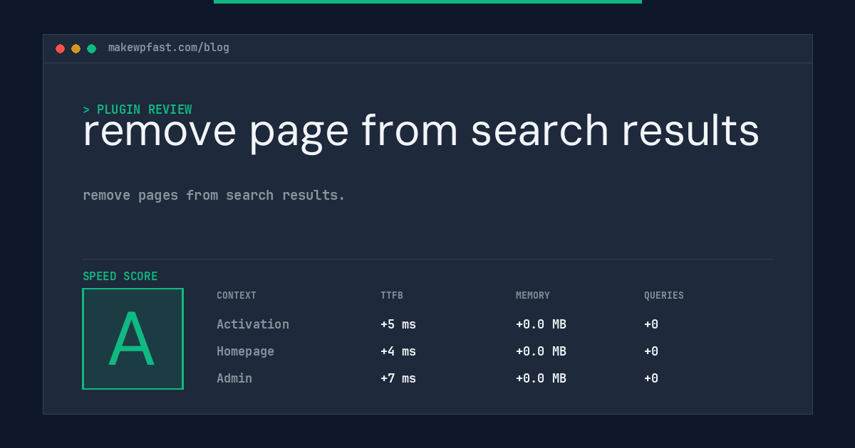 remove page from search results - MakeWPFast