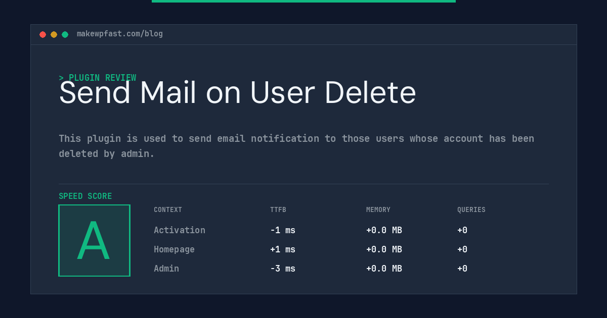 Send Mail on User Delete - MakeWPFast