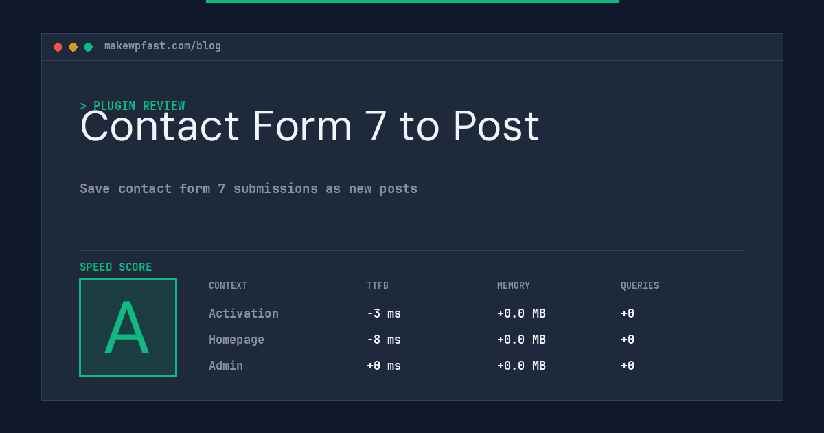 Contact Form 7 to Post - MakeWPFast