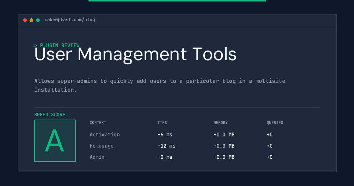 User Management Tools - MakeWPFast
