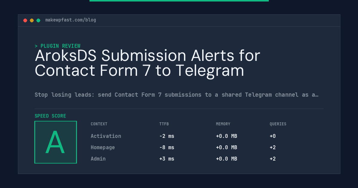 AroksDS Submission Alerts for Contact Form 7 to Telegram - MakeWPFast
