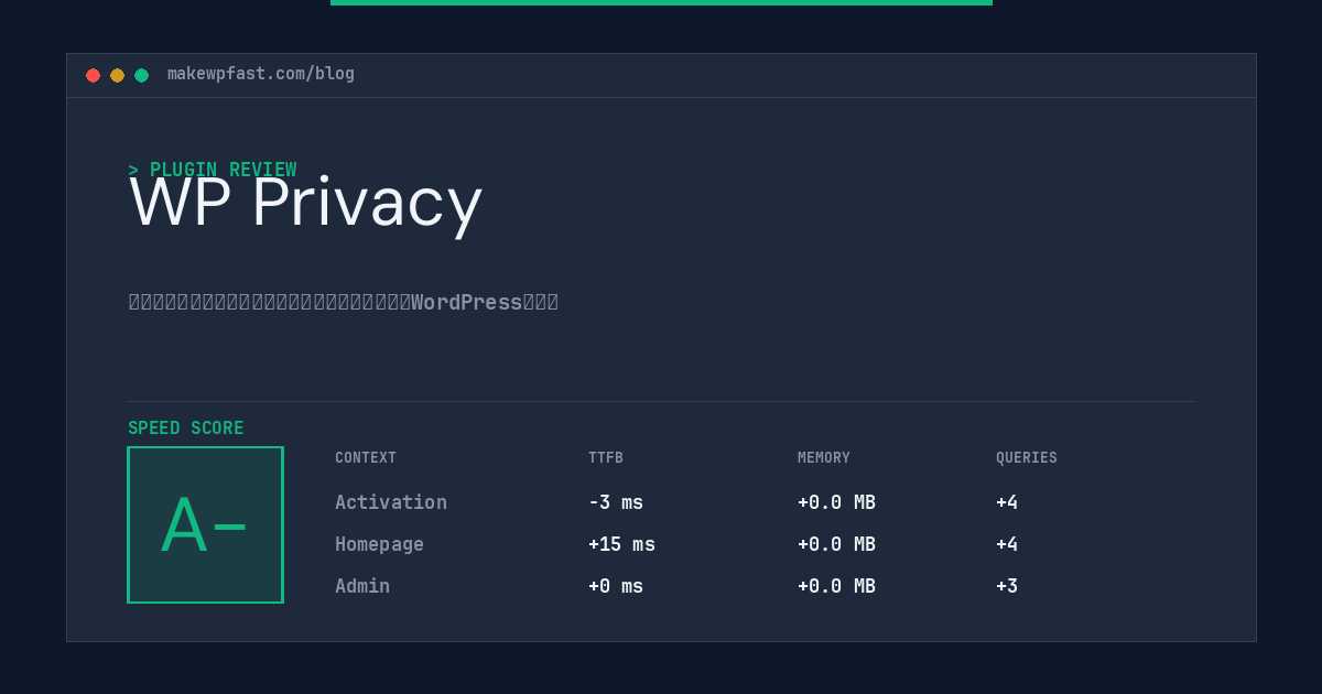 WP Privacy - MakeWPFast