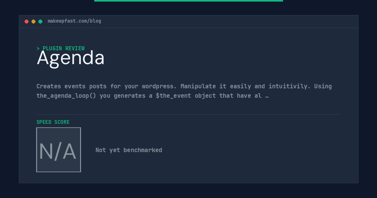 Agenda - MakeWPFast