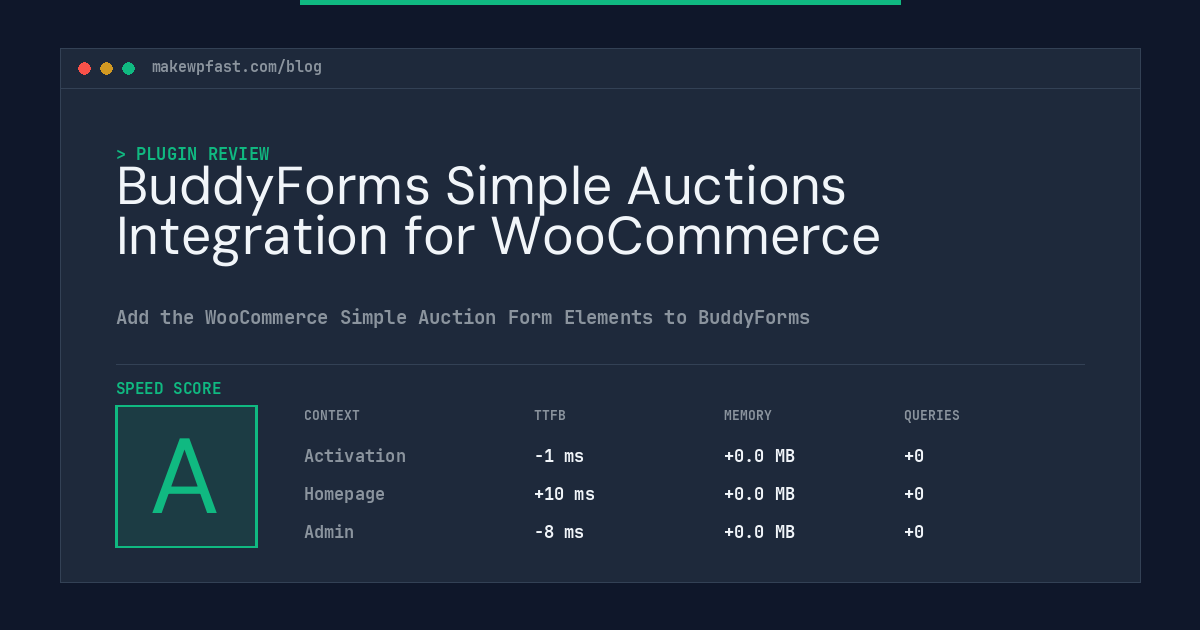 BuddyForms Simple Auctions Integration for WooCommerce - MakeWPFast