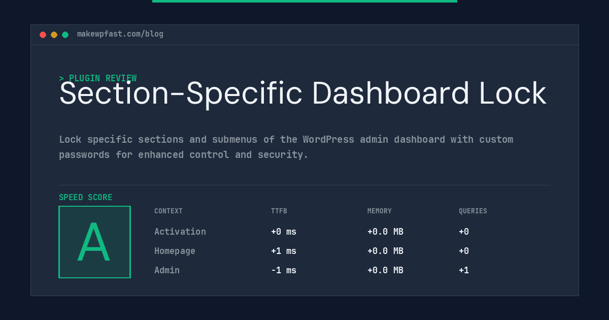 Section-Specific Dashboard Lock - MakeWPFast