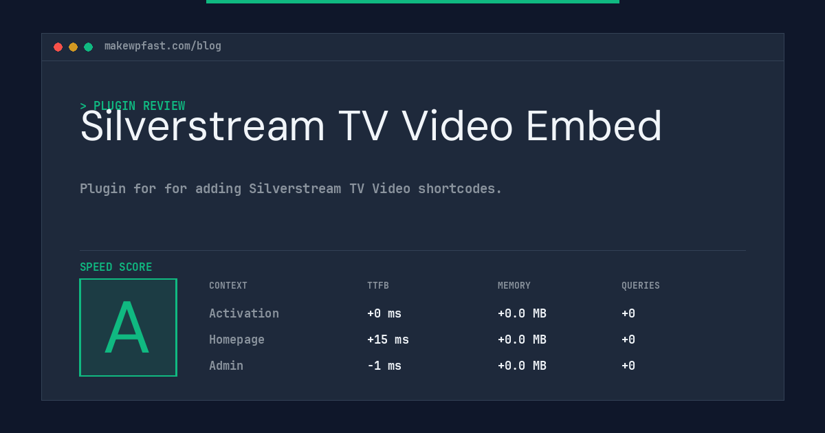 Silverstream TV Video Embed - MakeWPFast