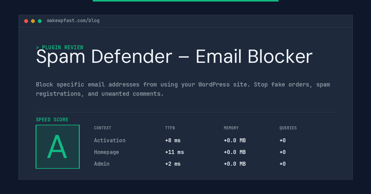 Spam Defender – Email Blocker - MakeWPFast