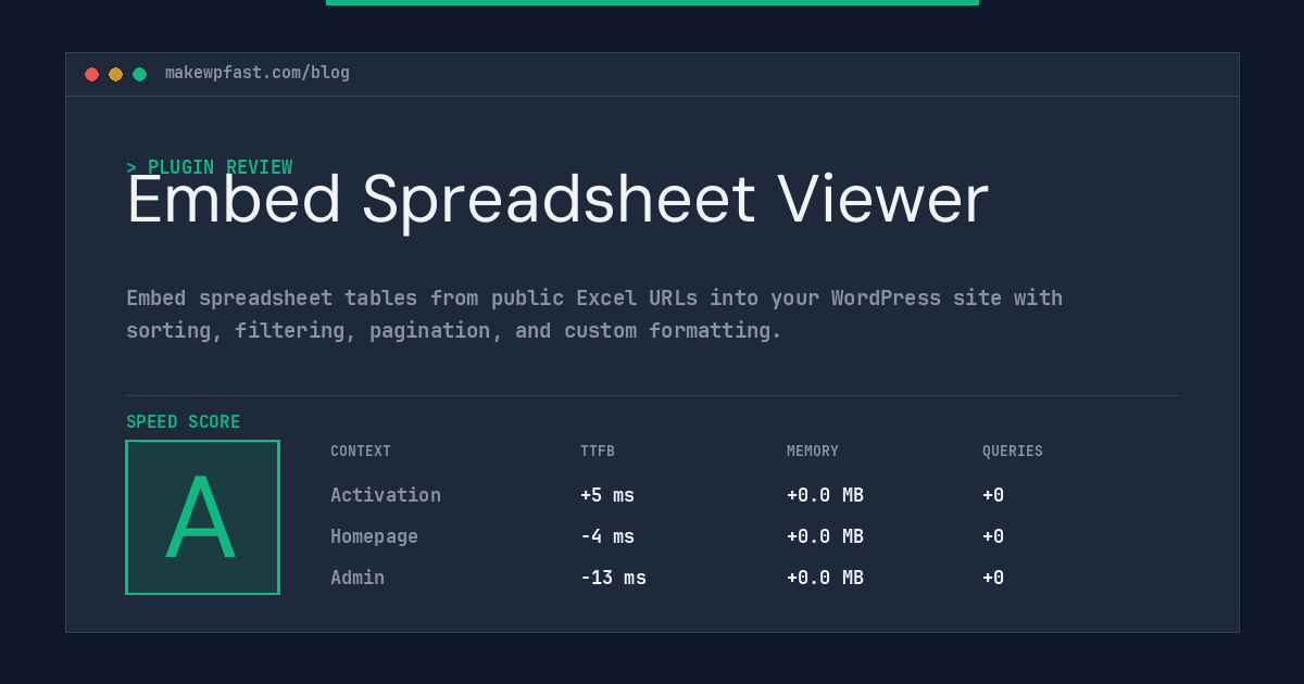 Embed Spreadsheet Viewer - MakeWPFast