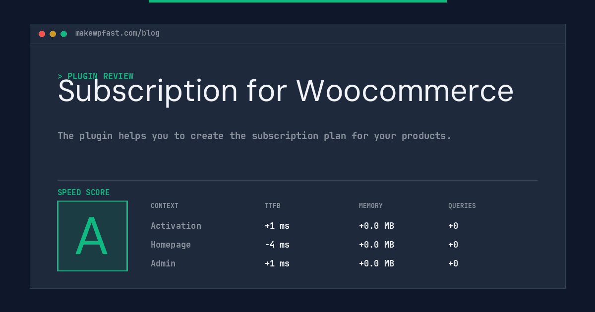 Subscription for Woocommerce - MakeWPFast