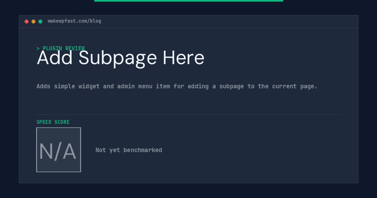 Add Subpage Here - MakeWPFast