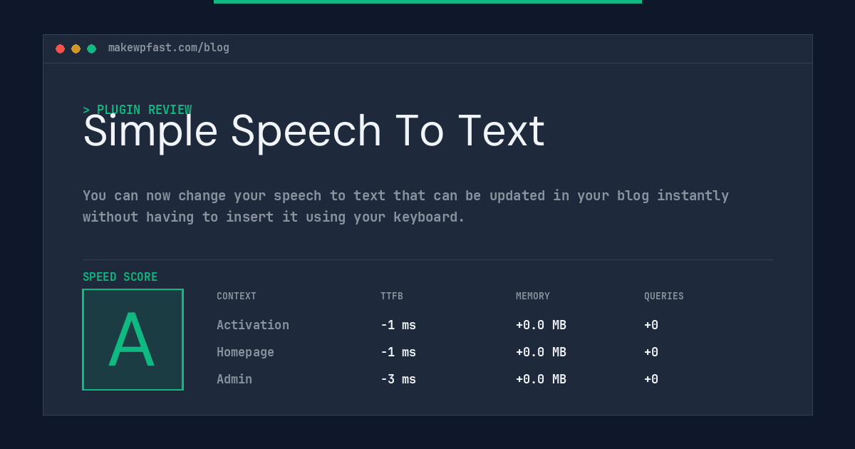 Simple Speech To Text - MakeWPFast