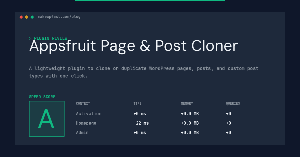 Appsfruit Page & Post Cloner - MakeWPFast