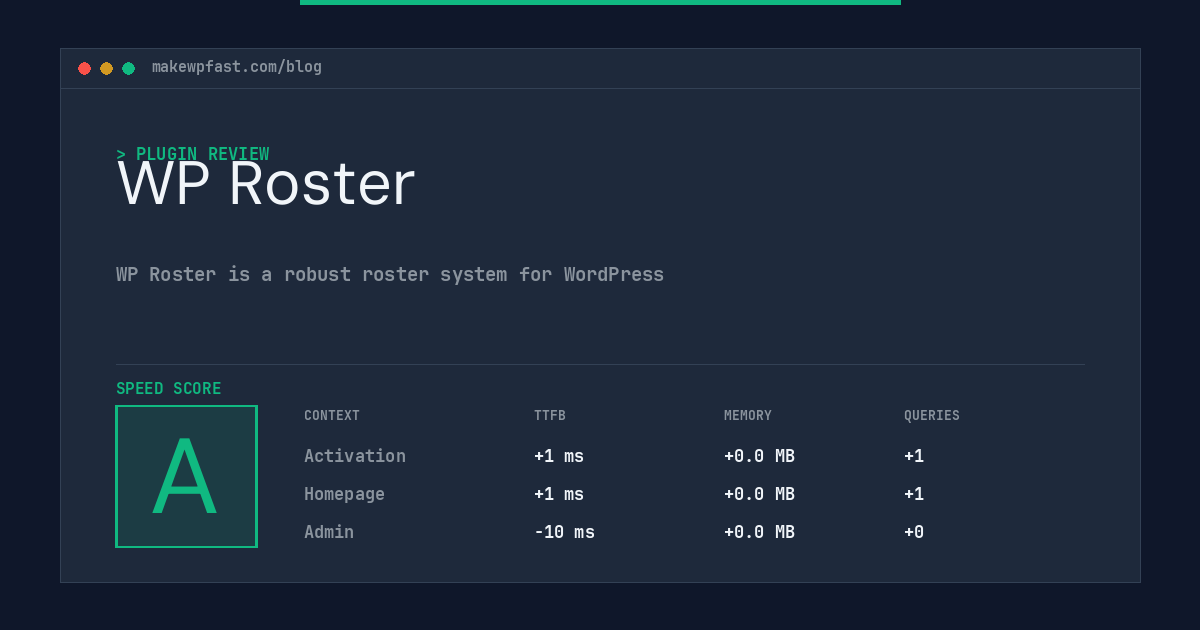 WP Roster - MakeWPFast