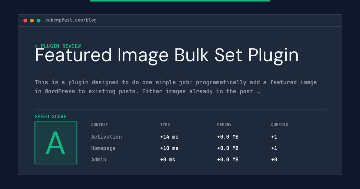 Featured Image Bulk Set Plugin - MakeWPFast