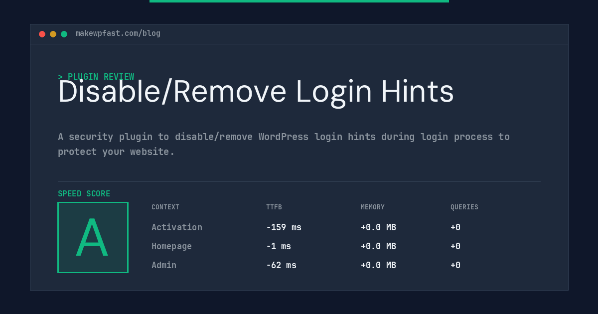 Disable/Remove Login Hints - MakeWPFast
