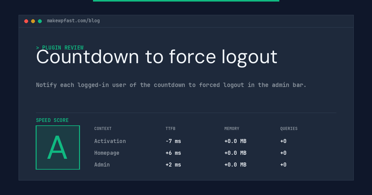 Countdown to force logout - MakeWPFast