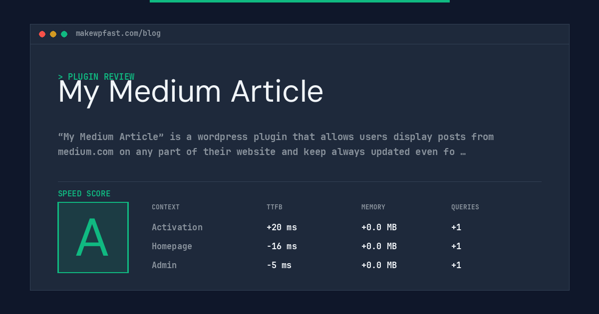 My Medium Article - MakeWPFast