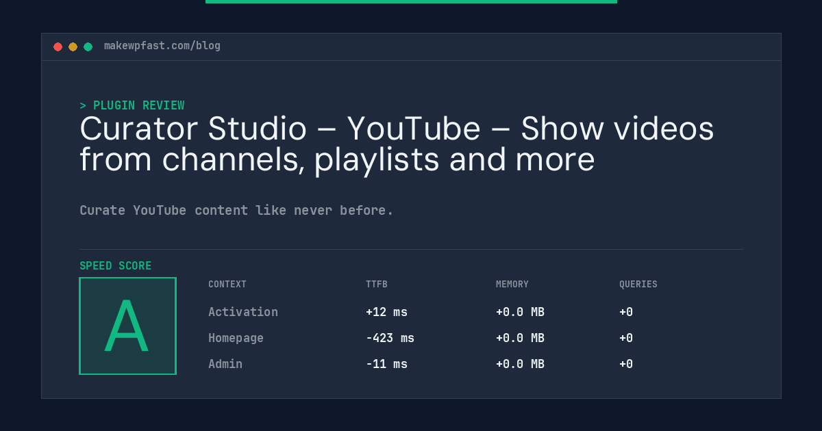 Curator Studio – YouTube – Show videos from channels, playlists and more - MakeWPFast