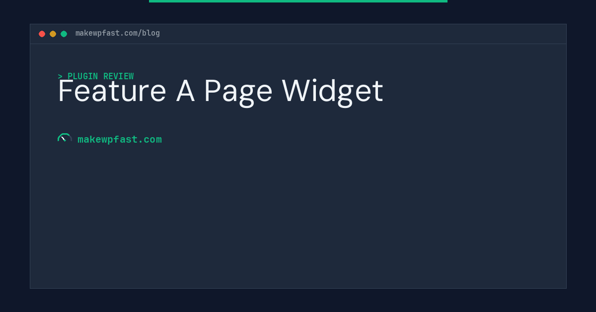 Feature A Page Widget - MakeWPFast
