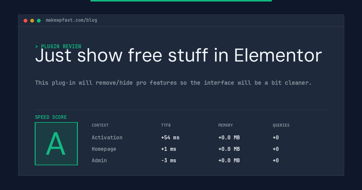 Just show free stuff in Elementor - MakeWPFast