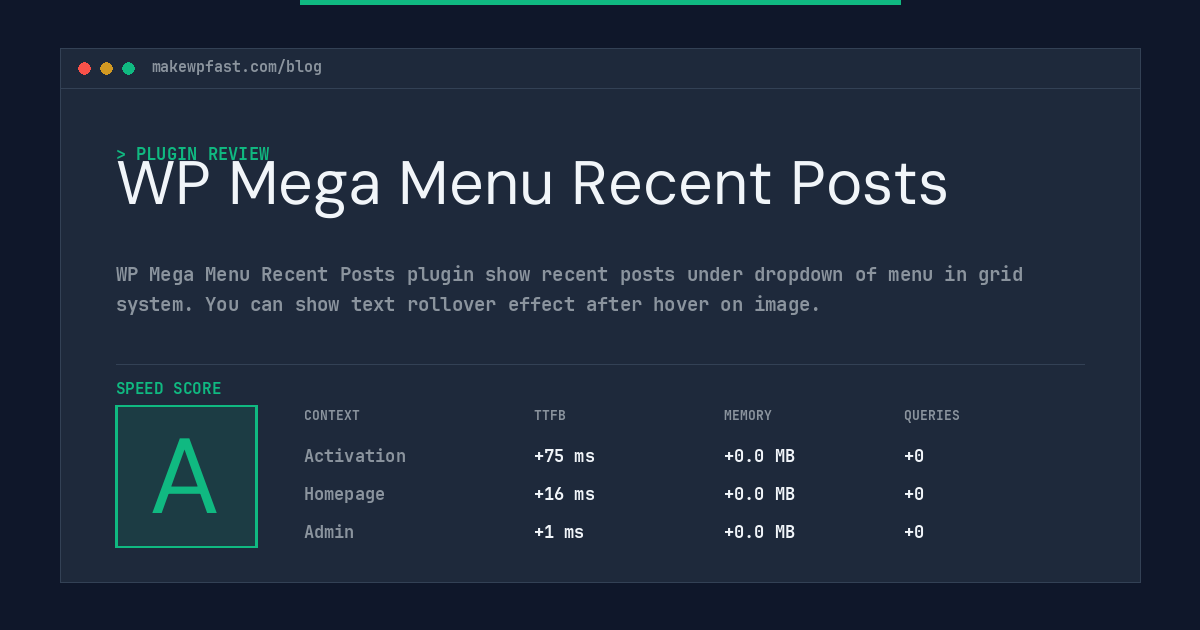 WP Mega Menu Recent Posts - MakeWPFast