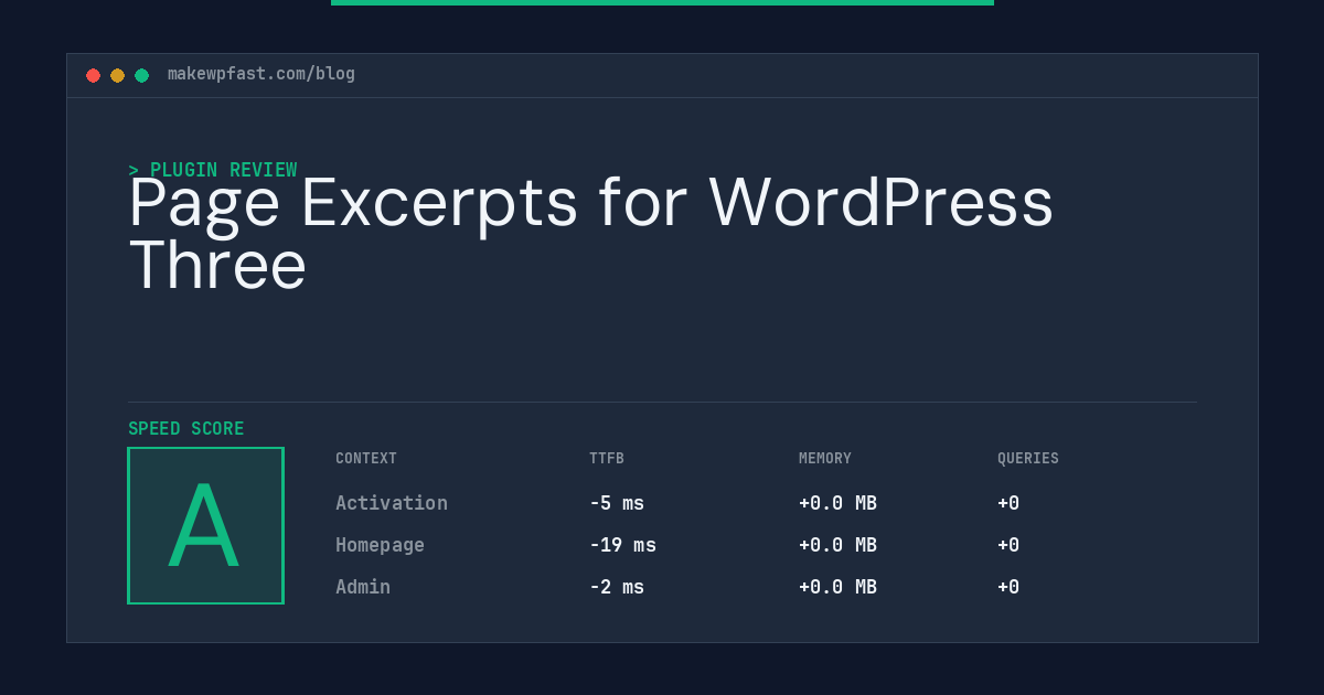 Page Excerpts for WordPress Three - MakeWPFast