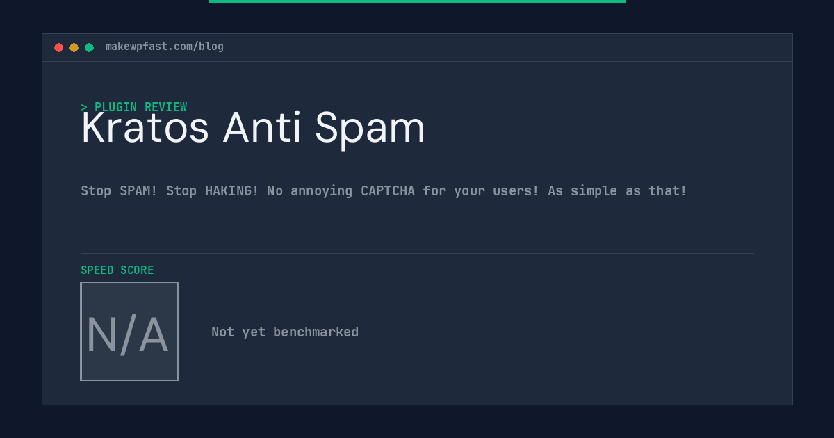 Kratos Anti Spam - MakeWPFast
