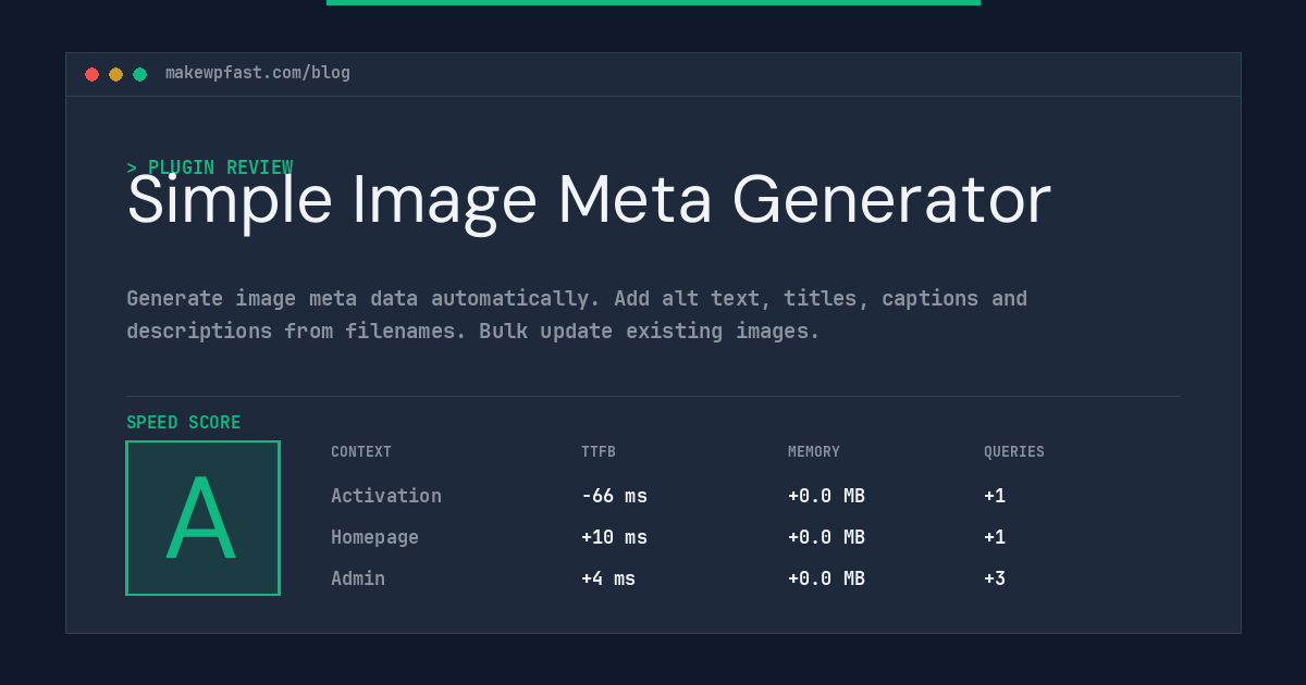 Simple Image Meta Generator - MakeWPFast