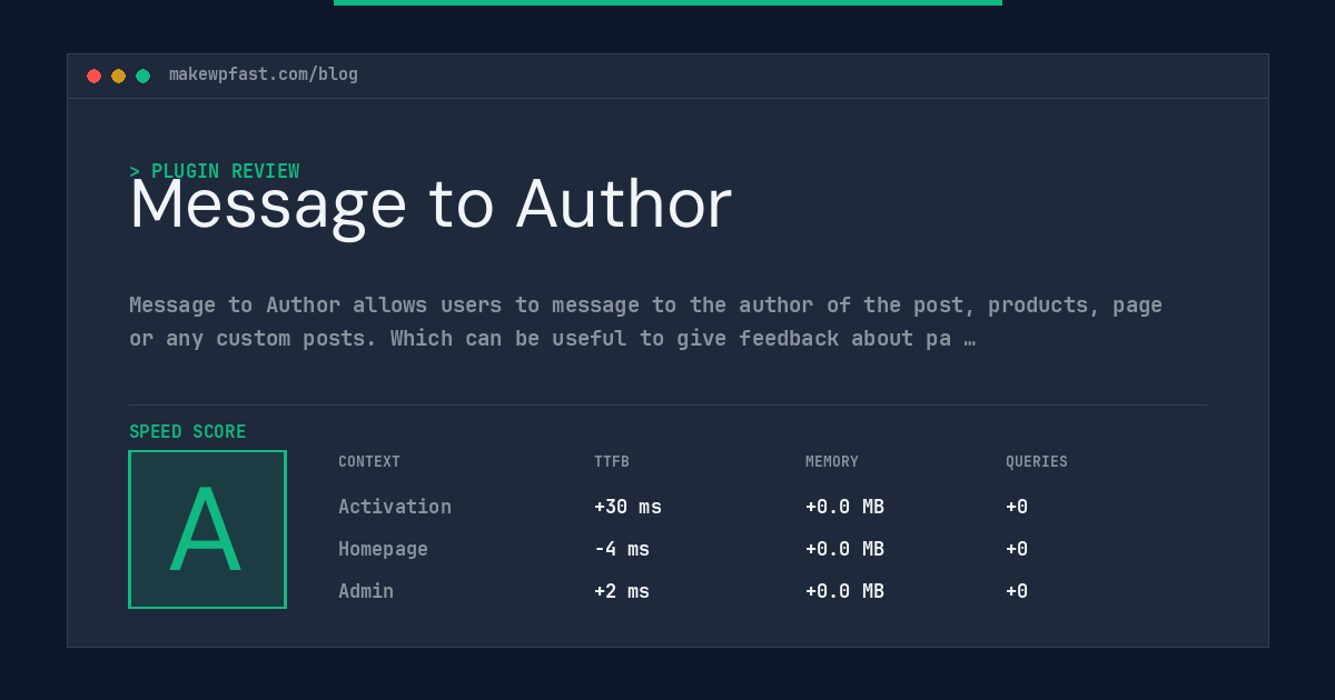 Message to Author - MakeWPFast