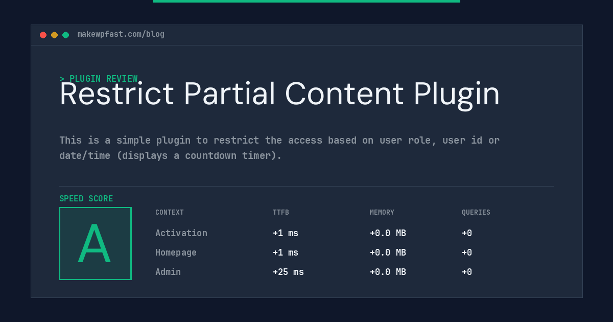 Restrict Partial Content Plugin - MakeWPFast