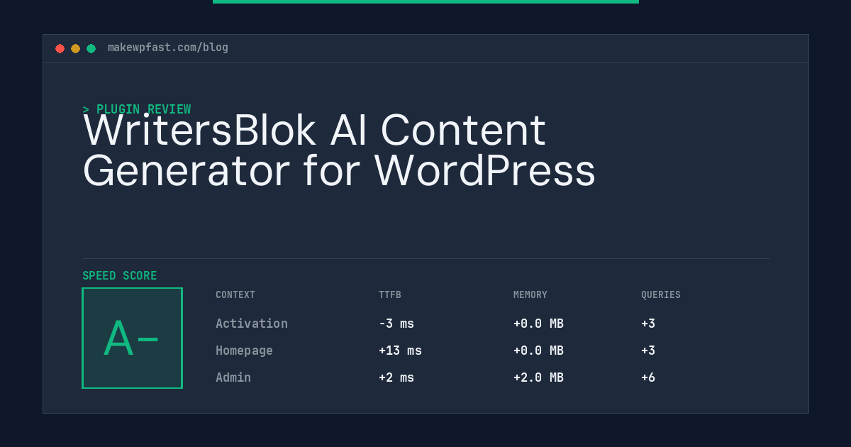 WritersBlok AI Content Generator for WordPress - MakeWPFast