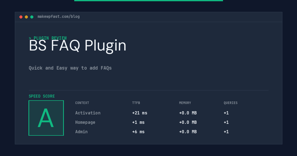 BS FAQ Plugin - MakeWPFast