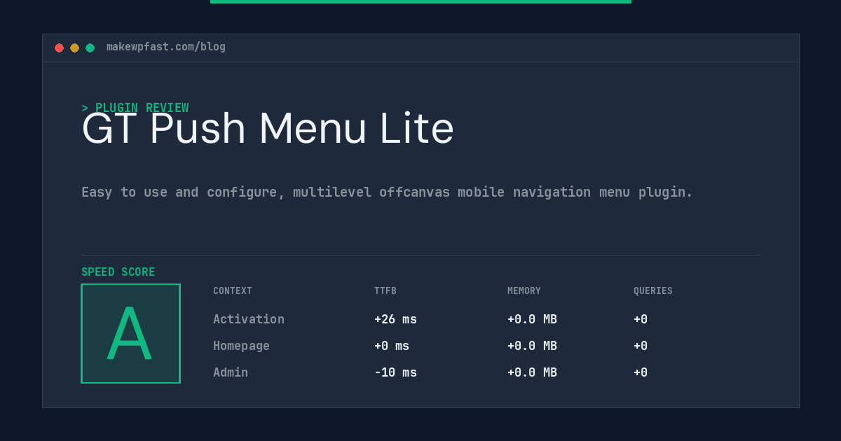 GT Push Menu Lite - MakeWPFast