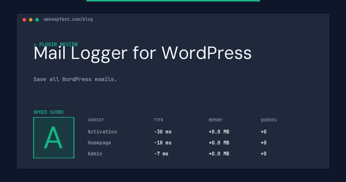Mail Logger for WordPress - MakeWPFast