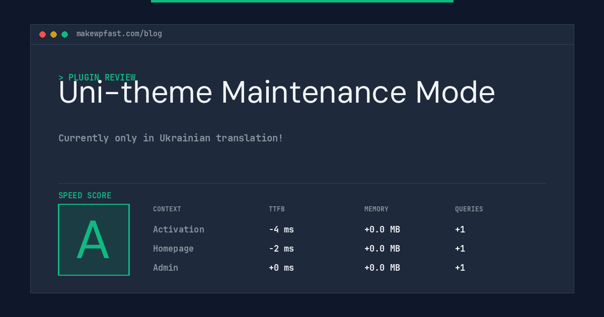 Uni-theme Maintenance Mode - MakeWPFast