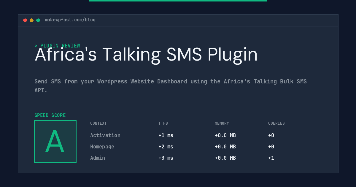 Africa's Talking SMS Plugin - MakeWPFast