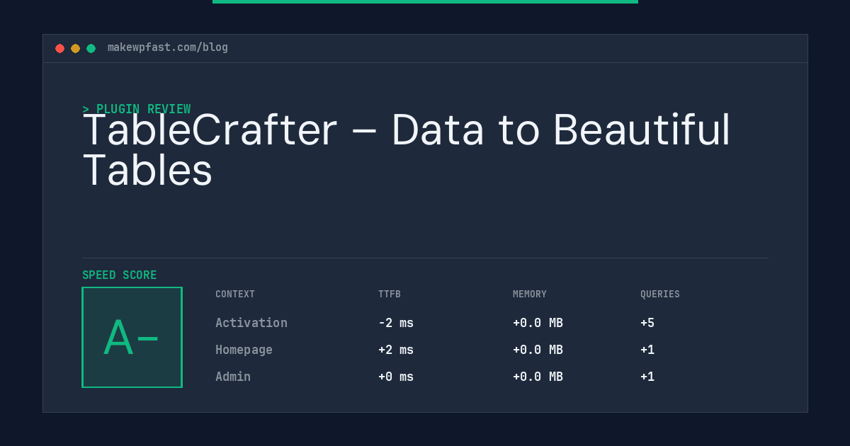 TableCrafter – Data to Beautiful Tables - MakeWPFast
