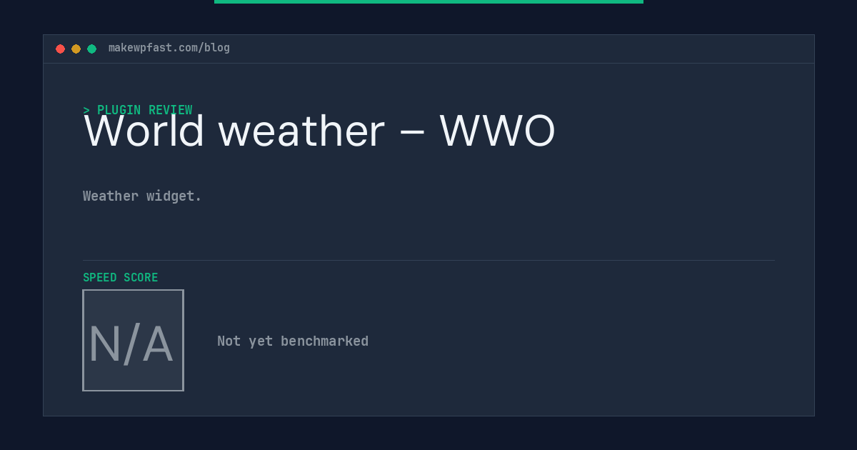 World weather – WWO - MakeWPFast